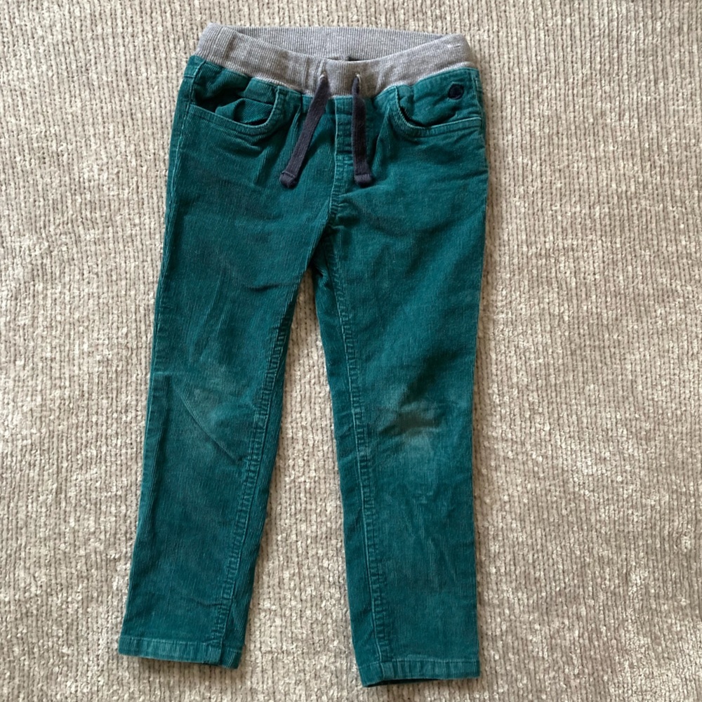 Petit‎ Bateau Teal Corduroy Pants Size 4Y With Knit Waistband Holiday Fall